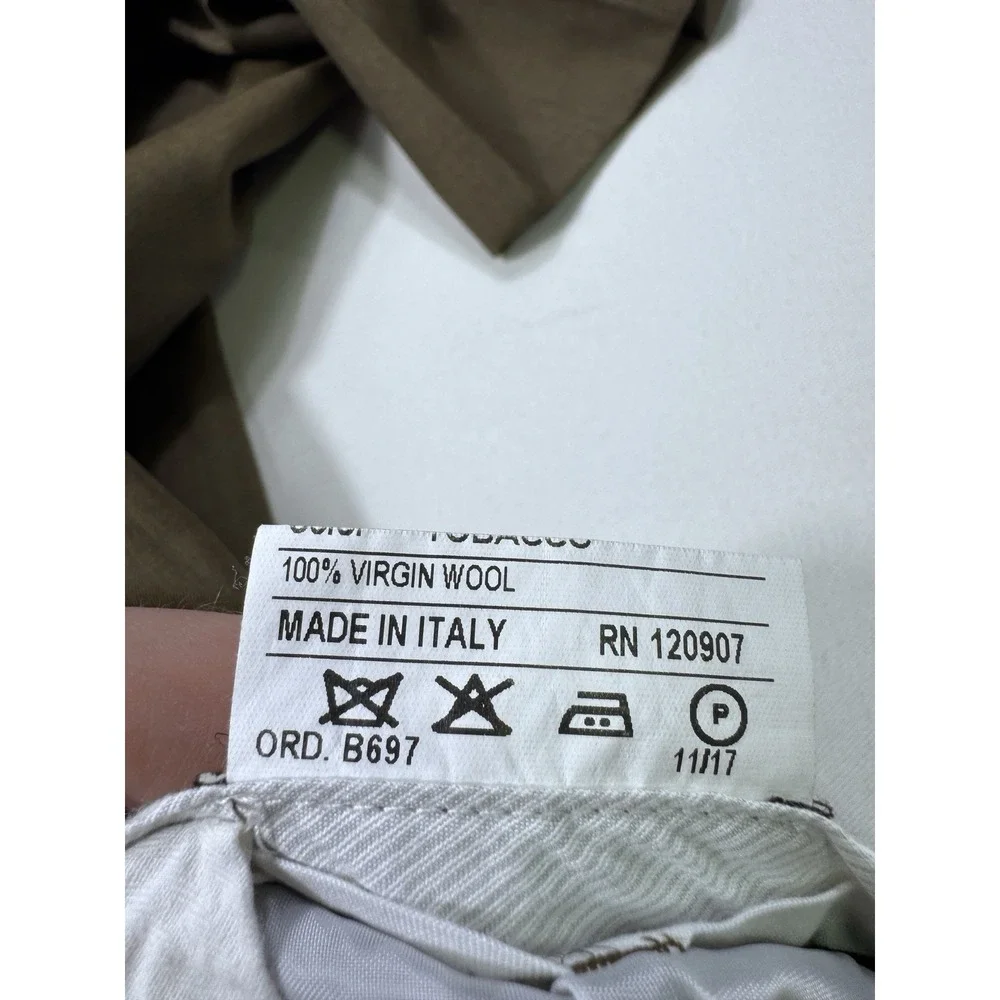 Santorelli Romeo Men’s 38 (37x30) Tobacco Wool Dress Pants Slacks Italy Luxury